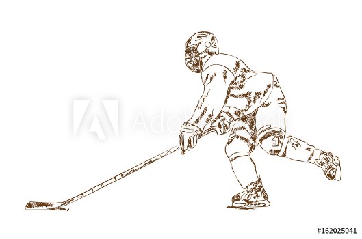 Picture of Sketch of ice hockey player in vector illustration